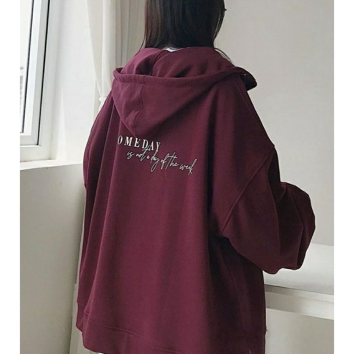 Zip Hoodie SUNDAY VIBES (S - 6XL) Jaket Sleting Zipper Korean Style Harajuku BIG SIZE Jumper JUMBO OVERSIZE Unisex S M L XL XXXL XXXXL 3XL 4XL 5XL Lilac Purple Burgundy Beige Hitam Harajuku Bigsize Street Style