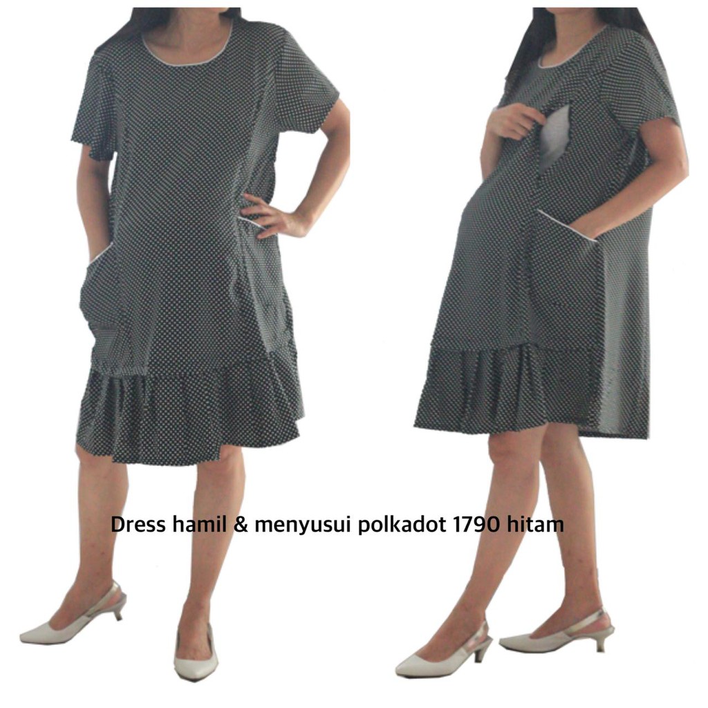 dress hamil menyusui polkadot 1790 baju hamil