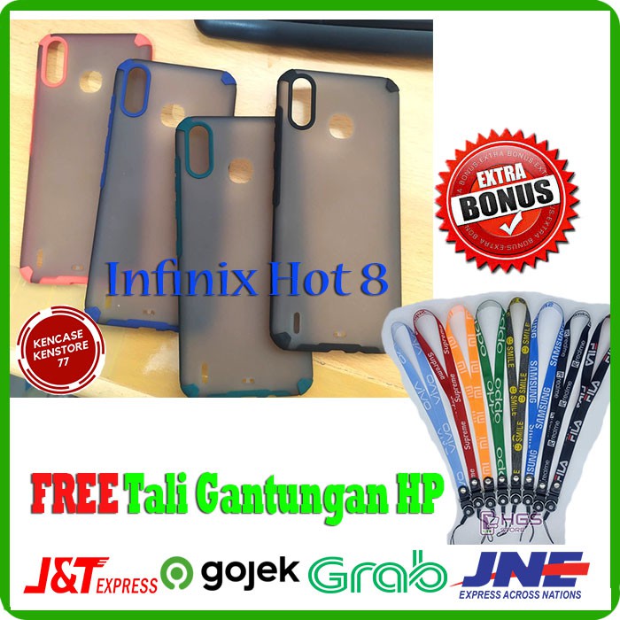 Hardcase Infinix Hot 8 Soft Case Matte Armor Colored BONUS Tali Hp