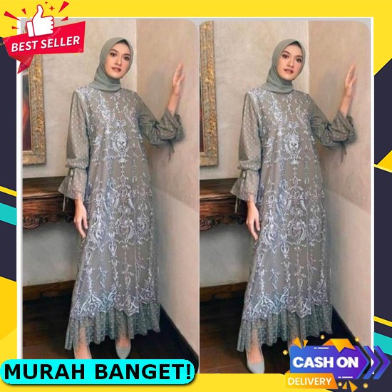 Baju Pakaian Busana Muslim Gamis Maxi Dres Kondangan Pesta Wanita Perempuan Cewek Dewasa Remaja Emak