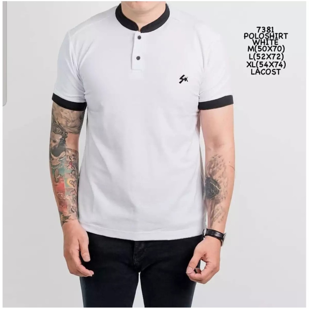 Tasigi Kaos Polo Shirt Pria Kerah Sanghai Maroon / Kaos Kerah Pria / Baju Polo Pria All Varian Warna-PUTIH