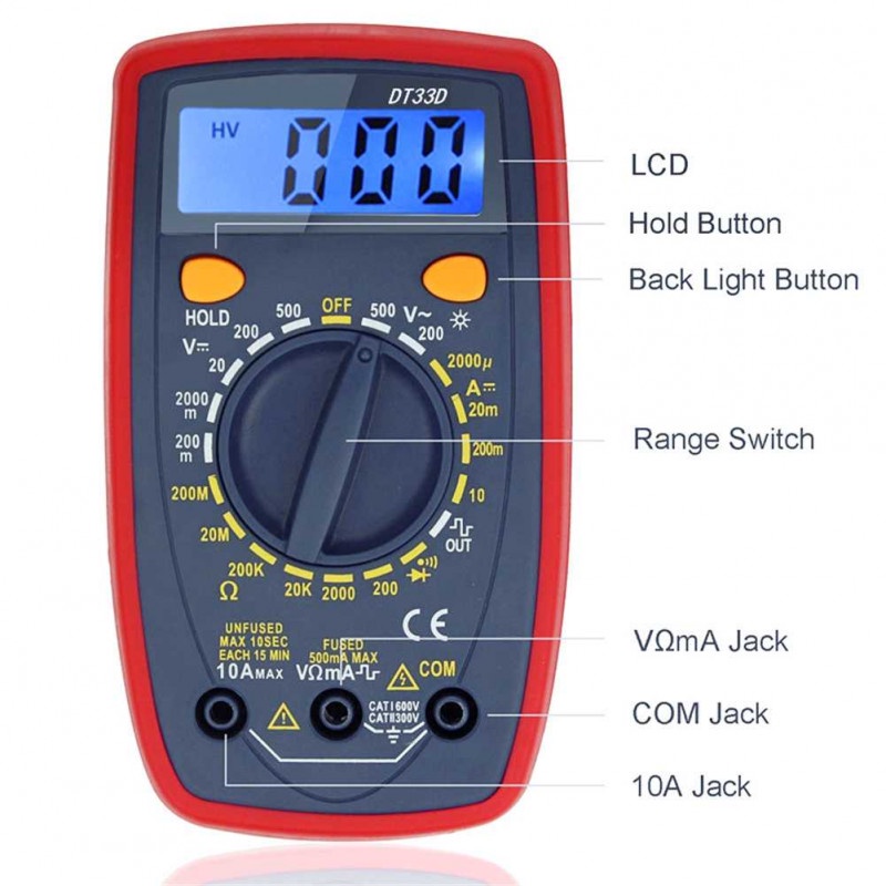 Multimeter Mini Multitester Digital Pocket Size AC DC Voltage Tester