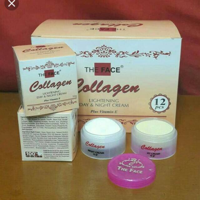 ✿ELYSABETHME✿ The face collagen (paket sabun day cream night cream) skincare set pemutih wajah