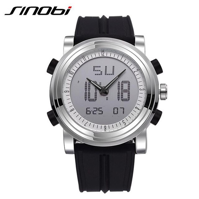 SINOBI 9368 Jam Tangan Pria Analog Digital Tali Silicone WATCHKITE WKOS