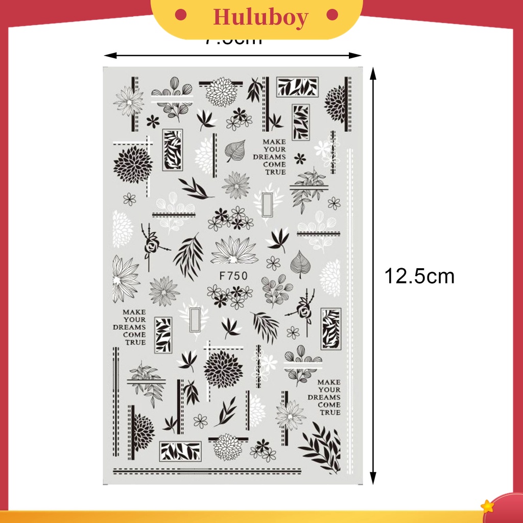 Huluboy Huluboy♡ 2pcs Stiker Kuku 3D Multifungsi Motif Kupu-Kupu Hitam Putih Gaya Punk Retro Untuk Wanita