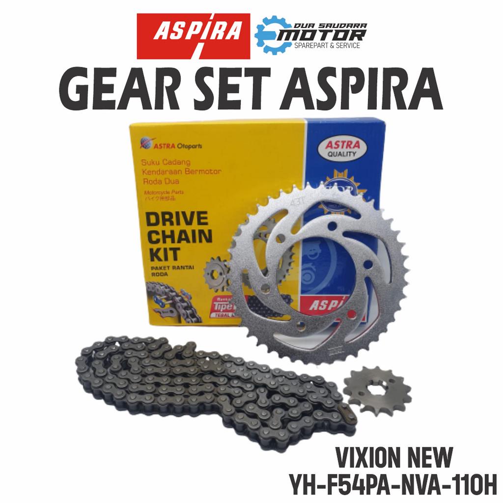 GEAR SET VIXION NEW ASPIRA GEAR RANTAI RODA SET GEAR PAKET UNTUK MOTOR VIXION NEW