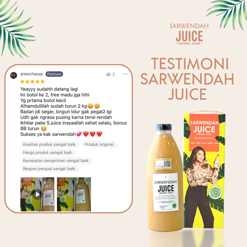 ( 350 ML ) Jus Sarwendah Natural / HERBAL SLIMMING  / Penurun DARAH TINGGI / ASAM URAT / PELANCAR HAID / Jus untuk Promil