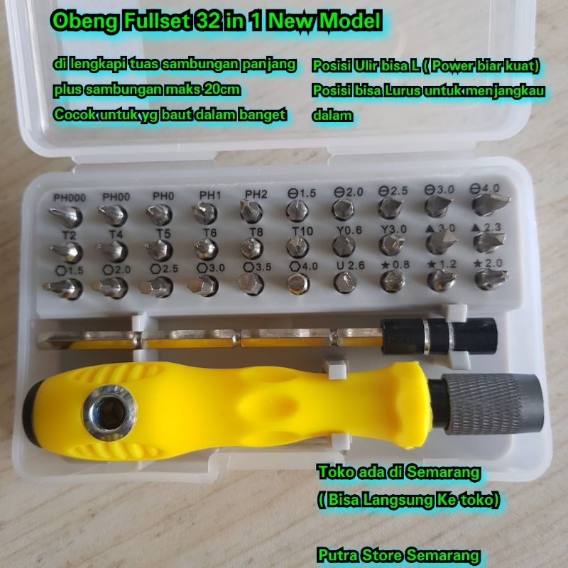 obeng kotak 32 in 1 Fullset plus gagang Obeng fullset Obeng hp obeng elektronik