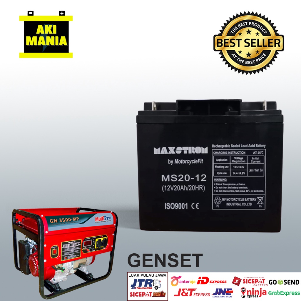 Jual Aki genset 12V 20Ah Aki UPS MAXSTROM 6-DZF-20 PALING BAGUS