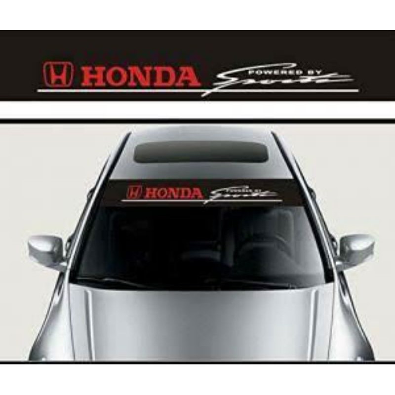 stiker kaca depan HONDA with background hitam mobil universal