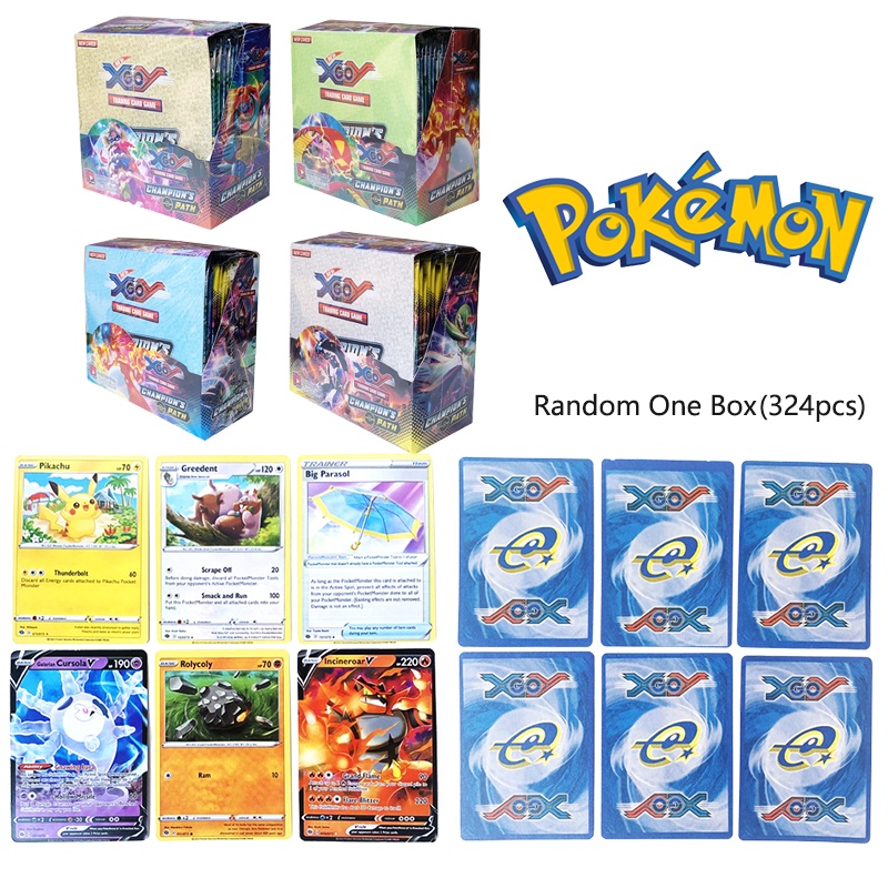 Random 324Pcs Pokemon Cards Pikachu Flash Card Box Collectible Kids Toy Gift Card Game toy for child