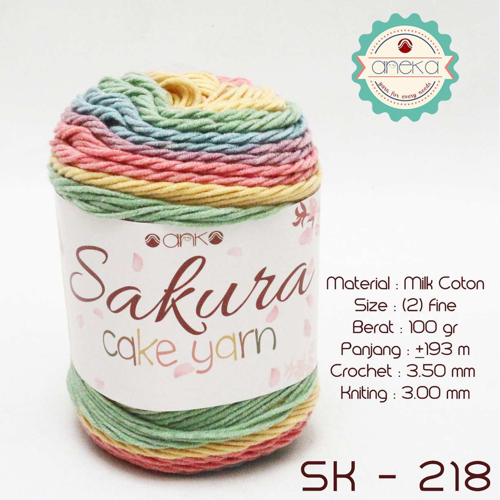 Benang Rajut Katun Susu Rainbow Sakura Cake Milk Cotton Yarn - 218