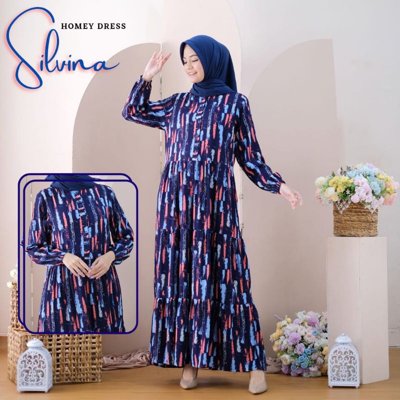 New - Homey Dress Salur Gamis Dewasa Murah Jumbo Bahan Katun Rayon Premium Nyaman Dipakai | Bisa Cod