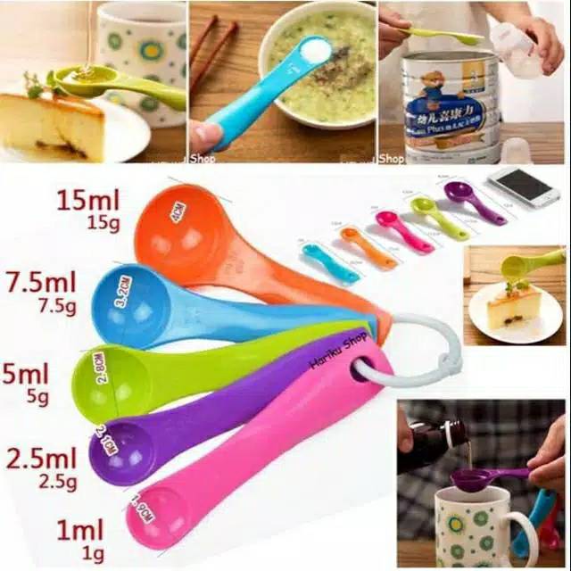 Ready Bandung Sendok Takar isi 5 , Sendok Takar 5 Warna