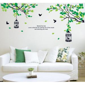 Wallsticker Dinding Sangkar Burung Hijau AY9045