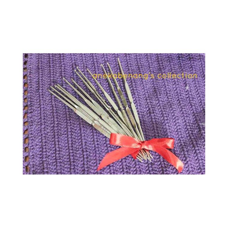 PCS - Hakpen (Alat / Jarum Rajut) Tulip Silver / Double Pointed Crochet Hooks Steel