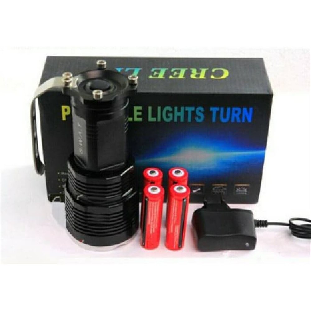 SENTER T6 POLICE 99000W MONSTER BELOR FOKUS LED KUNING ISI 4 BAT