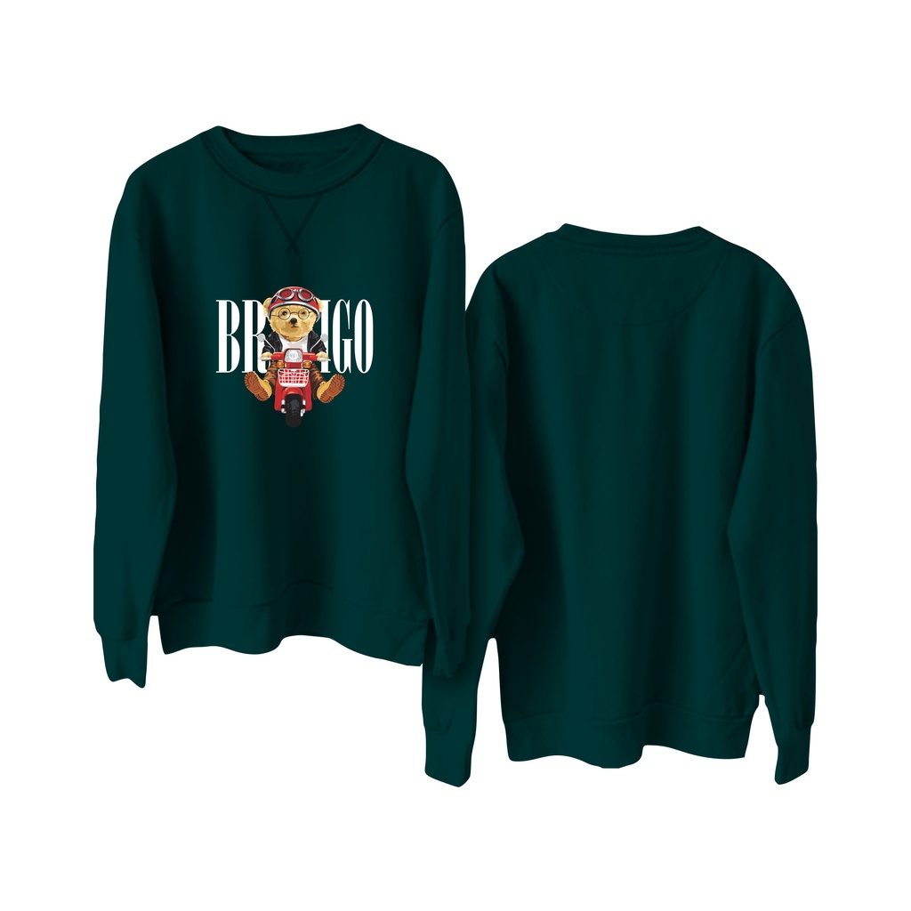BRIGO Basic Sweatshirt Beruang Vespa II Sweater Crewneck BRIGO Sablon DTF Fleece Cotton M-XXL (Pria &amp; Wanita) Free stiker&amp;Gantungan Kunci