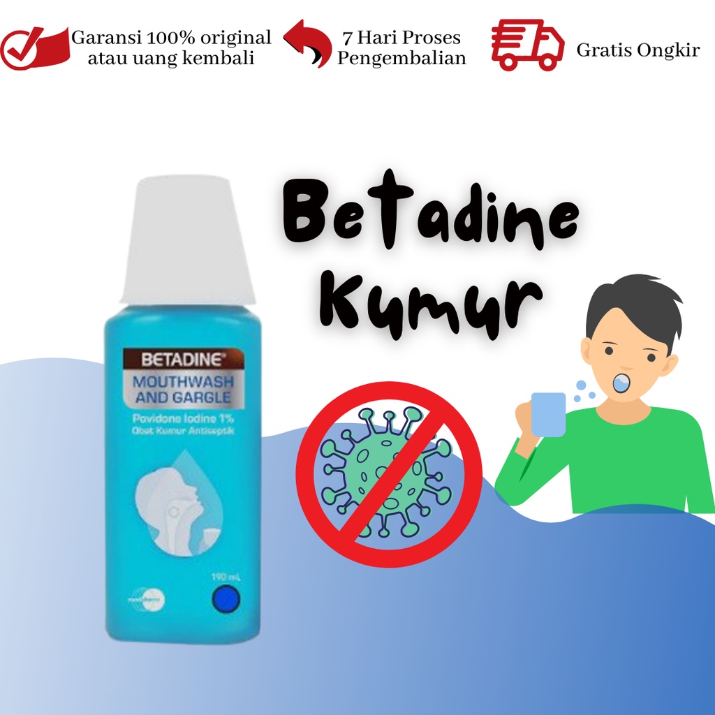 Betadine Gargle 100ml - 190ml /Obat Kumur/ Penghilang Bau Mulut / Mouthwash / Betadine Kumur