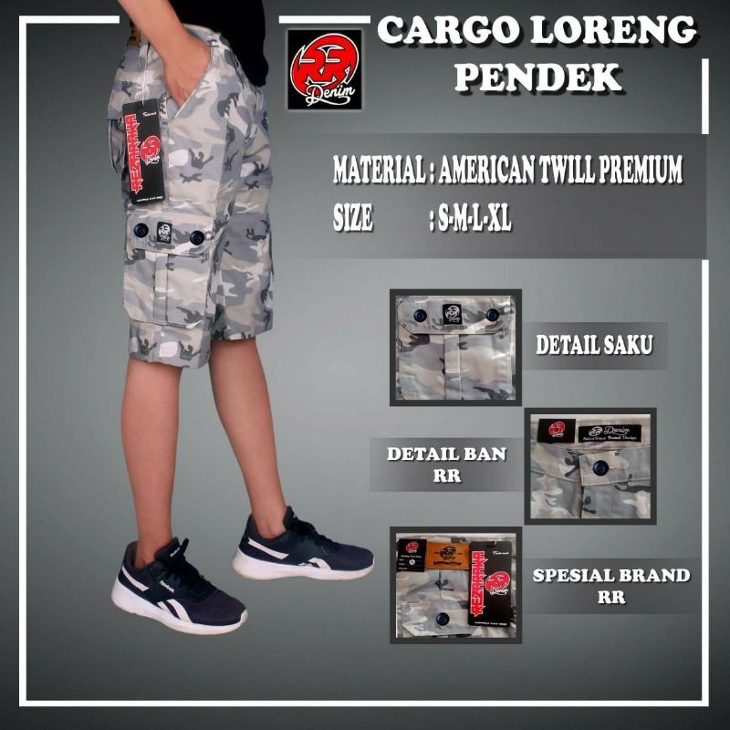 Celana Pendek Cargo Loreng By. RR Denim