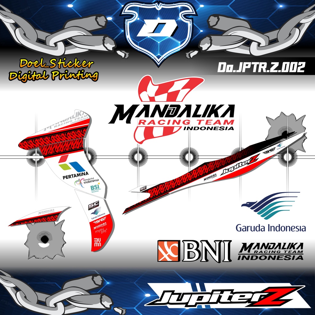 Striping HOLOGRAM Jupiter Z - Sticker Stiker Variasi List Motor YAMAHA Jupiter Z Burhan 002 MANDALIKA RACING TEAM