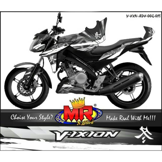 Decal Dekal Vixion Advance Hitam Putih Stiker Sticker Nva Semi