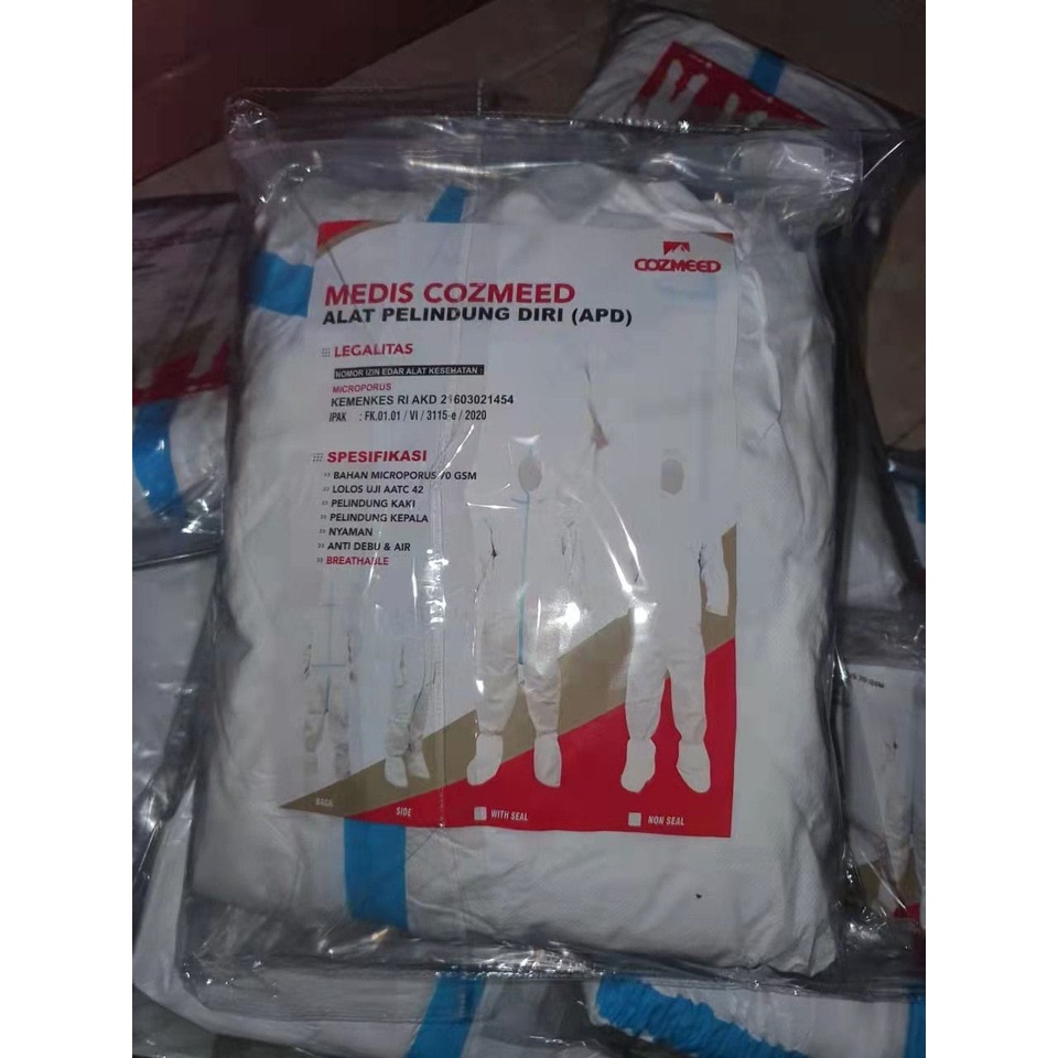 Baju hazmat APD MICROPOROUS Cosmeed/ seam seal biru murah