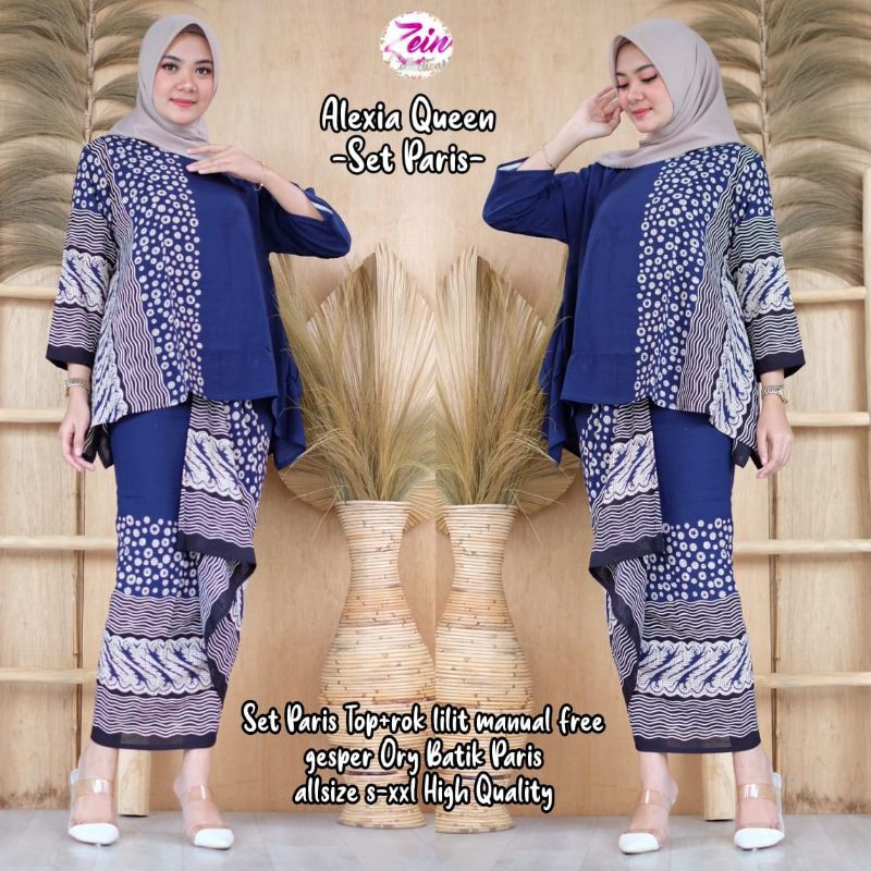 SETELAN BATIK PARIS ALEXIA QUEEN. ROK LILIT