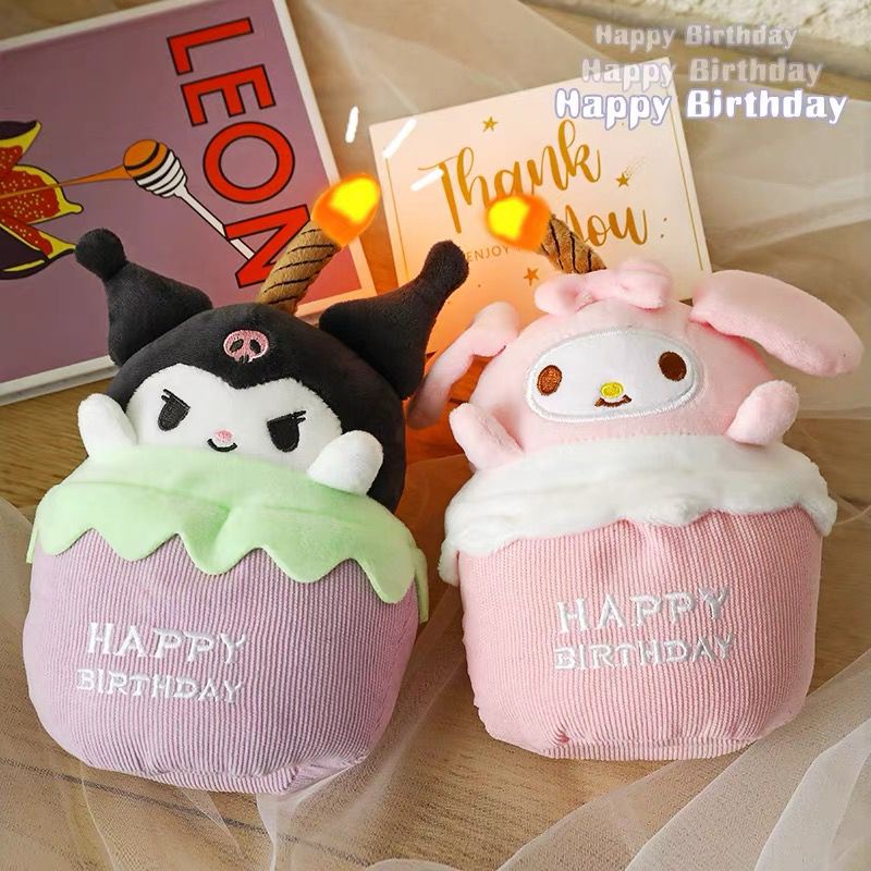 BONEKA KUE ULANG TAHUN HAPPY BIRTHDAY LILIN CINNAMOROLL HELLO KITTY MELODY KIRBY POMPOM PURIN KUROMI IMPOR