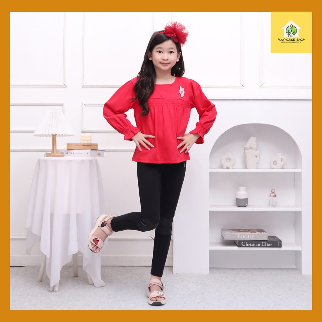 Atasan Baju Kaos Fashion Anak Perempuan Lengan Panjang 3-15 Tahun