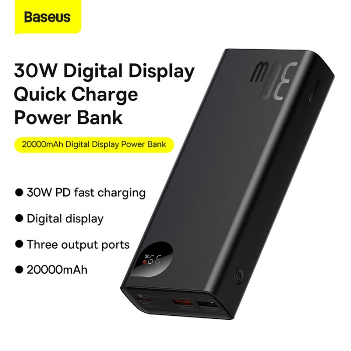 BASEUS Powerbank 30W 20000mAH Adaman Metal Digital Display Fast Charge PowerBank - PPAD03