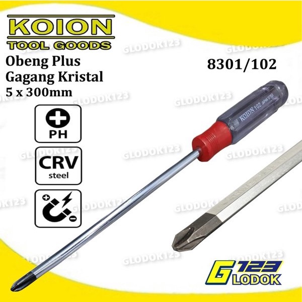 Obeng Plus Kembang Magnet Screwdriver Gagang Crystal Kristal Taiwan