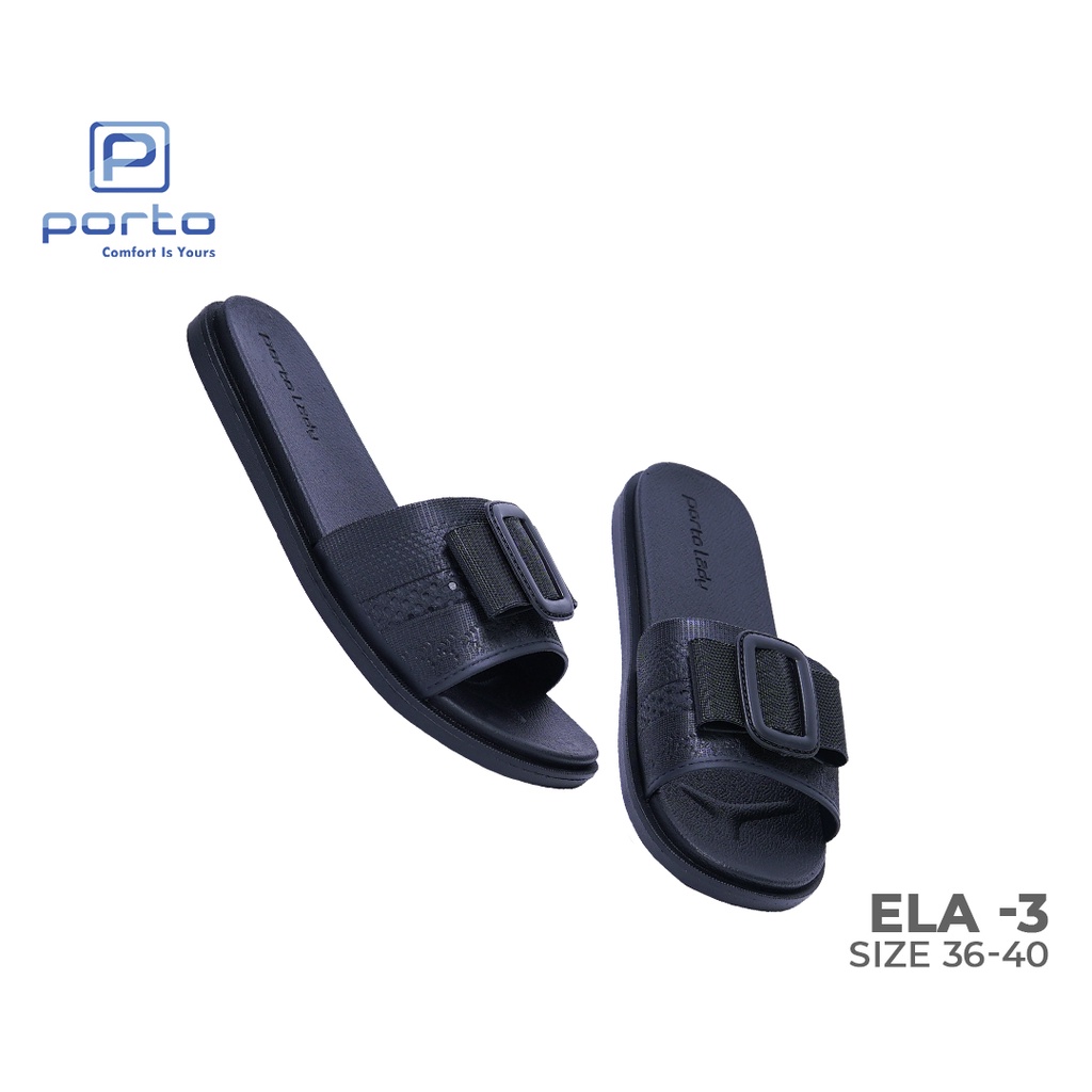 ELA-3 - Porto Leveling Sandal Wanita Selop Harian Pita Santai Cantik Casual Nyaman Empuk Porto Lady