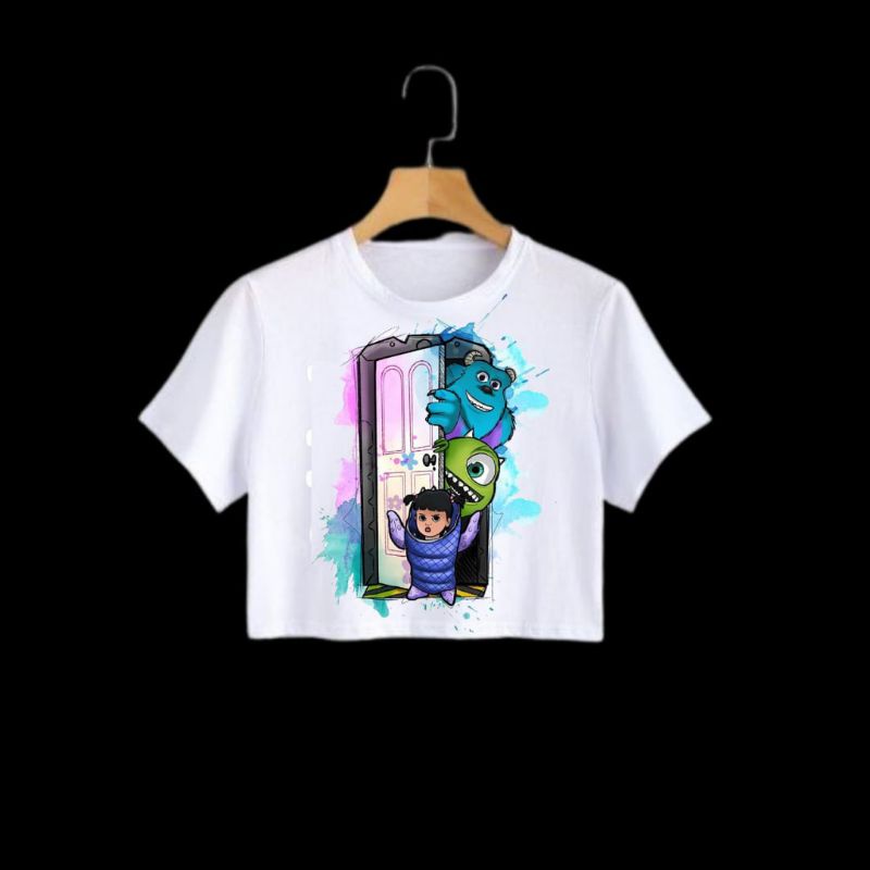 Clothing May - Crop Top Crop Karakter Monster Kaos Distro Croptop Atasan Krop Top Wanita Cewek Viral