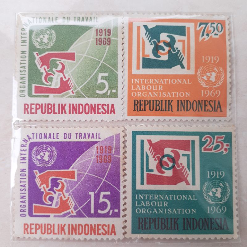 

Perangko ILO (International Labour Organization 50th Anniv) Tahun 1969 set lengkap - 4pcs