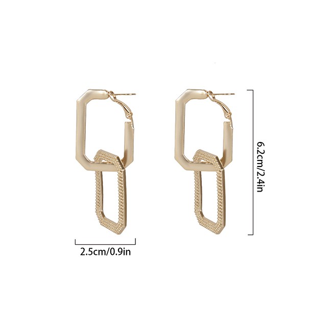 LRC Anting tusuk Fashion Geometric Cutout Earrings With Rhinestones