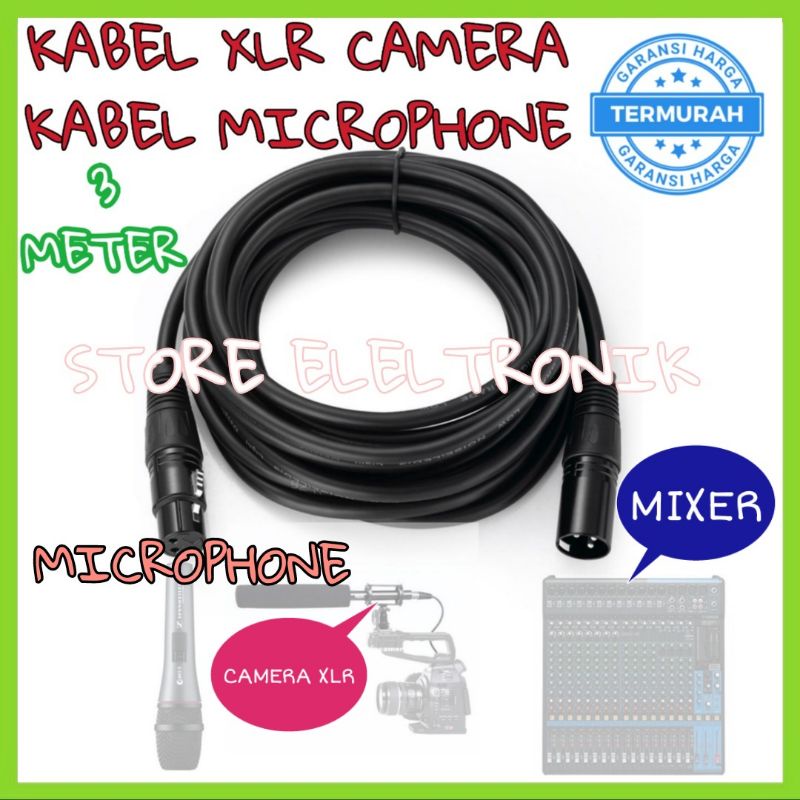 Kabel Mic Original 3 Meter Jack Canon Male To Canon Female Buat Microphone