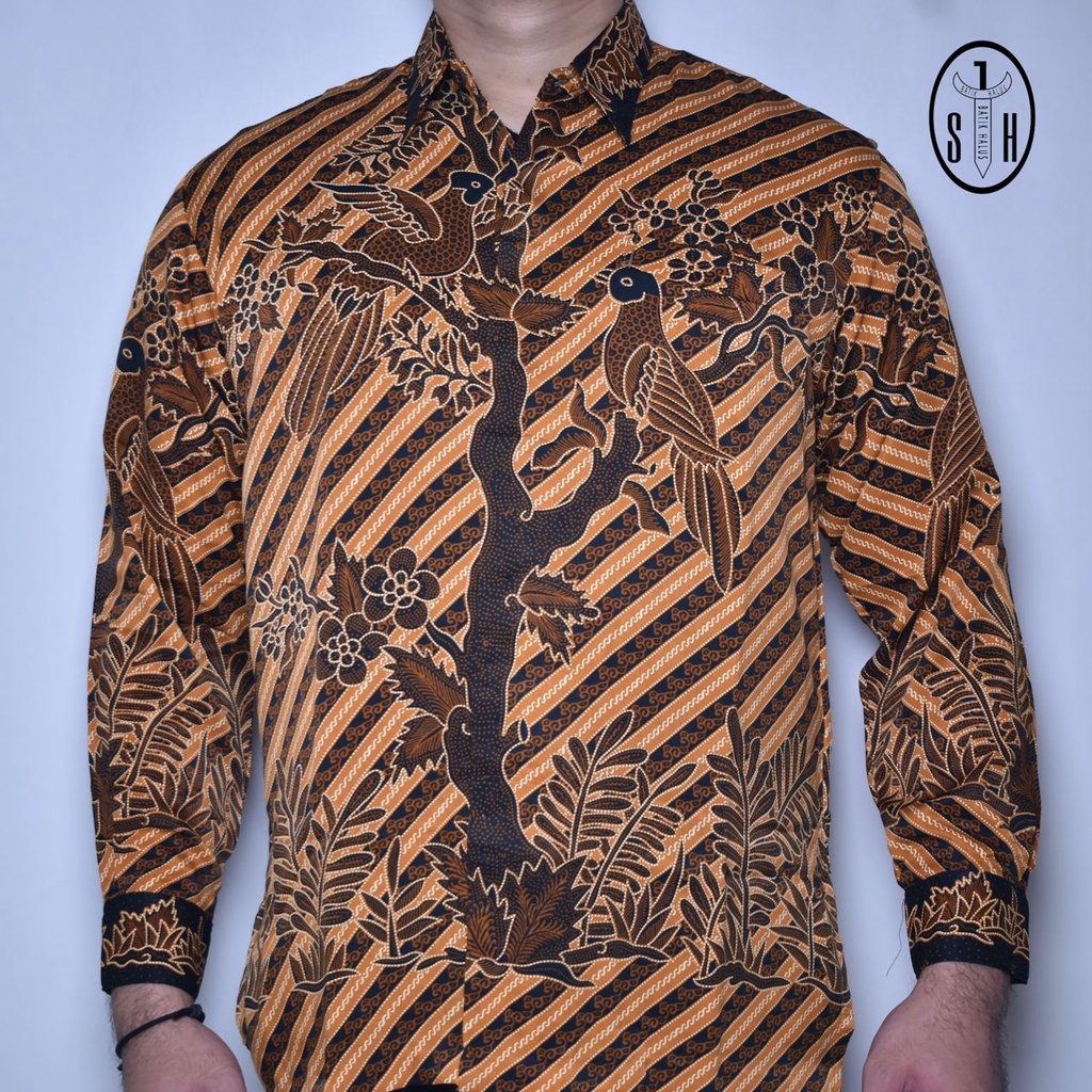 SULTAN HADI / BAJU BATIK / BATIK LENGAN PANJANG / MODEL BAJU BATIK TERBARU / KEMEJA BATIK / ATASAN PRIA / BATIK MEWAH / BAJU BATIK SILKY LERENG KUNING