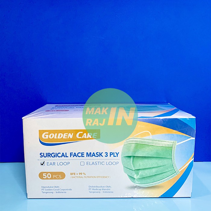 SURGICAL MASK 3 PLY Golden Care [BOX Isi 50 Masker MEDIS]