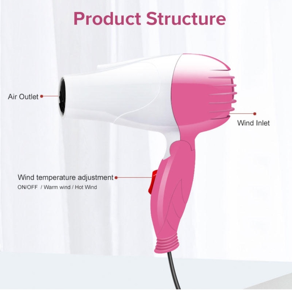 Hair Dryer Mini Pengering Rambut Portable Low Watt Bisa Dilipat Ditekuk 350 Watt G Nova