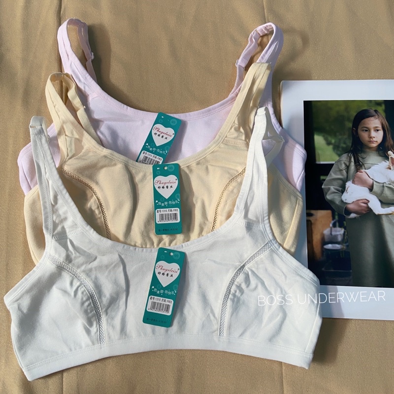 Miniset Kait Remaja Katun Lembut | Sport Bra Remaja Katun | Sport Bra Katun | Pakaian dalam anak rem