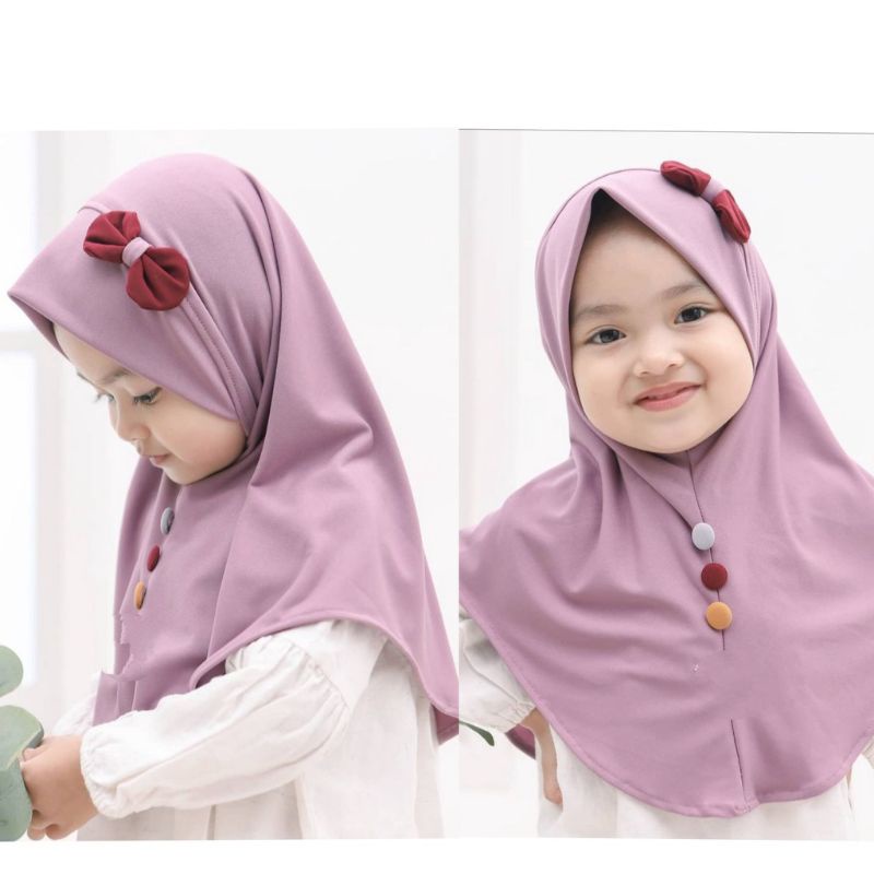 JILBAB ANAK PITA KANCING JERSEY BALON ADEM