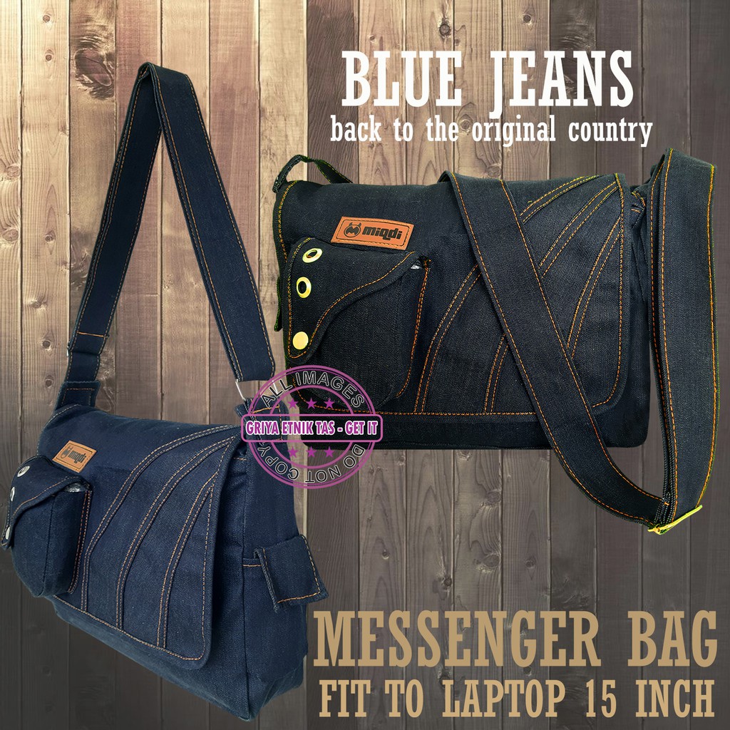 Tas Selempang Pria Denim Slempang Soren Cowok Miqdi Bahan Jeans