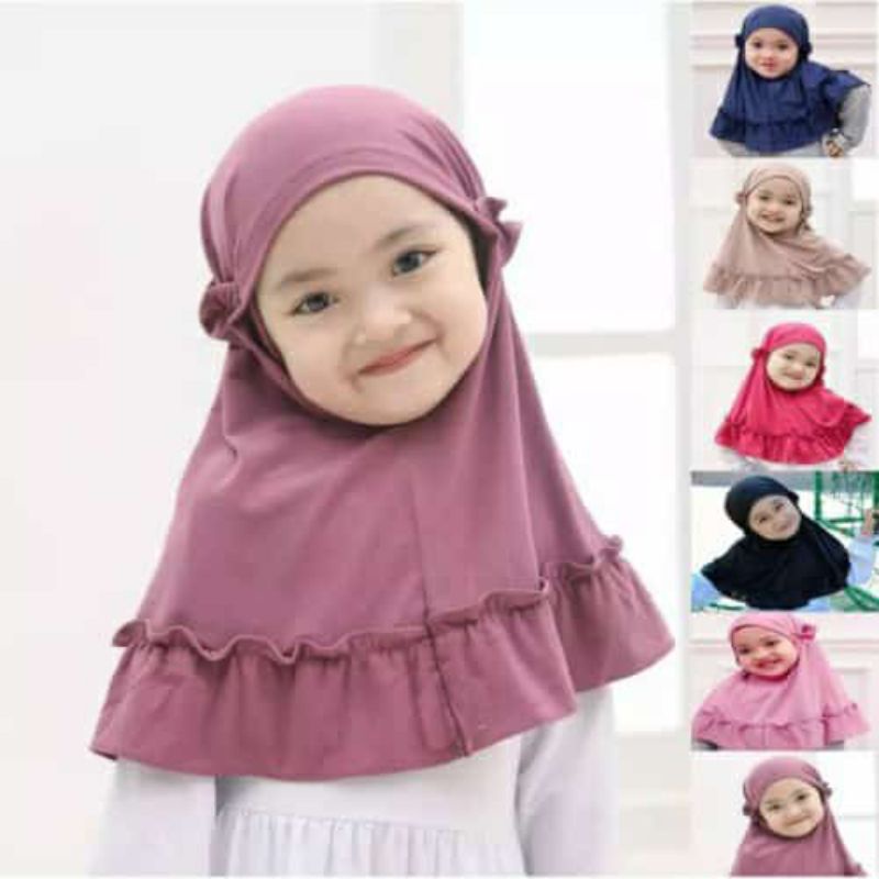 Kerudung Bergo Anak 1-3 Tahun Kerudung rample instan