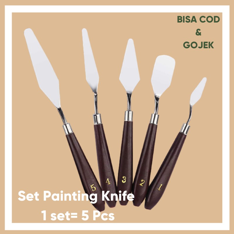 5 PCS Palette Knives Set Scraper Alat Lukis Painting Spatula Stainless