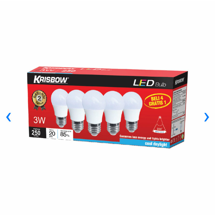 krisbow Bohlam lampu LED 3 watt isi 5 pcs - Kuning