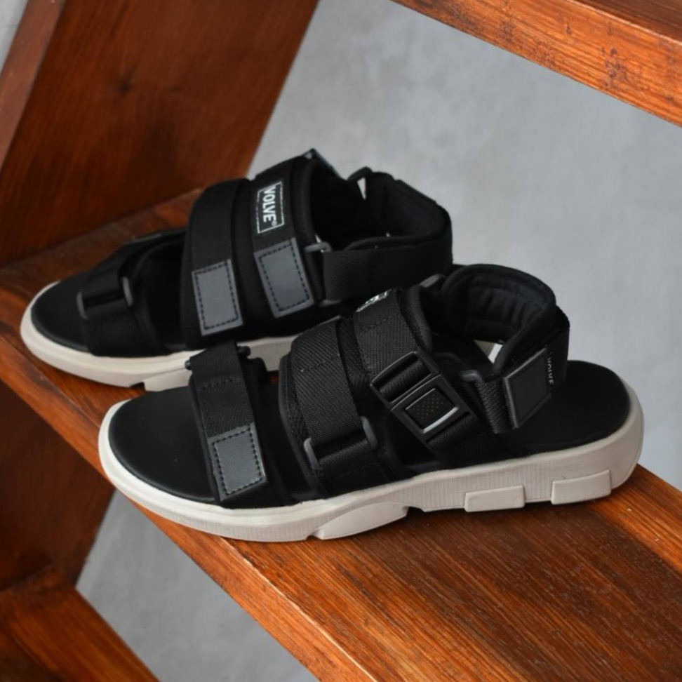 Spica Full Black | Sandal Gunung Original Kulit Santai Kasual Pria Lokal Sendal Footwear | FORIND x Volve