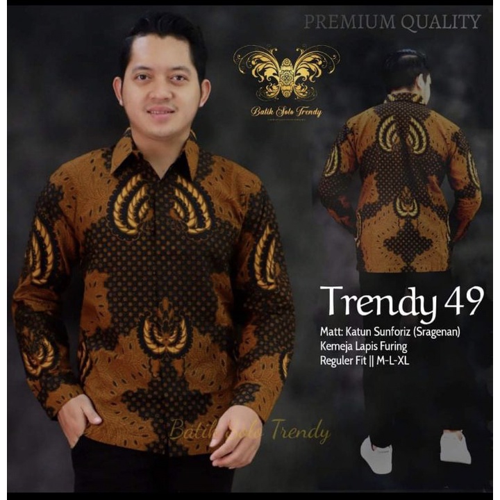 Kemeja batik premium terbaru 2022 / batik pria lengan panjang warna coklat / batik panjang terbaru lapis furing / kemeja batik trendy