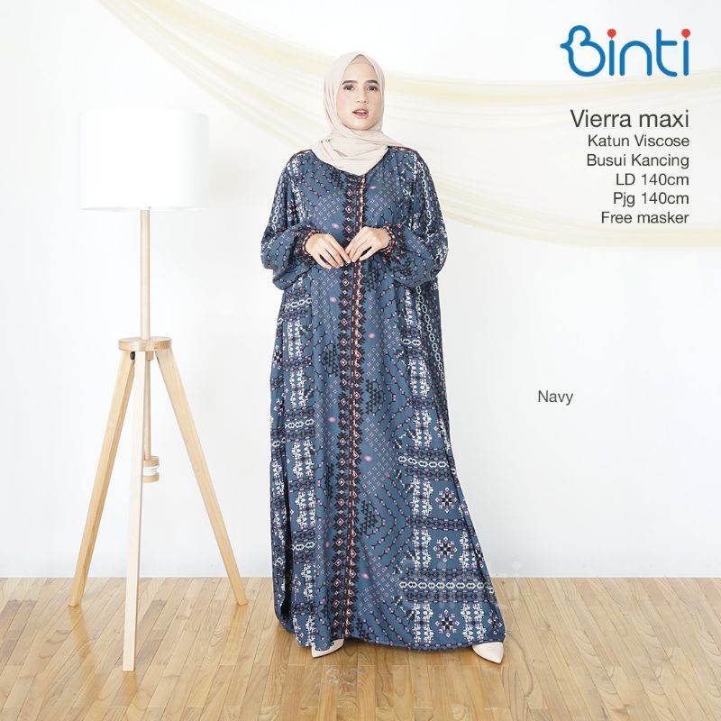 VIERRA FUNI GAMIS JUMBO LD 140 XXXXL ORI BINTI BAHAN ADEM-Navy ld 140