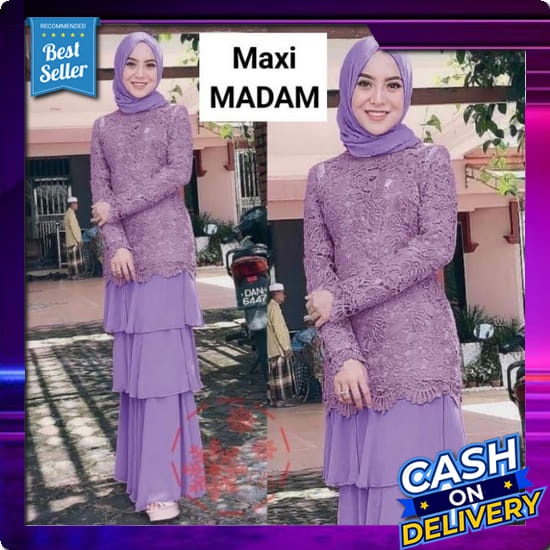 Zia Set (Free Pashmina) Long Dress Muslim Gamis Wanita Jumbo Oversize Terbaru 2021   Maxi Dress Wani